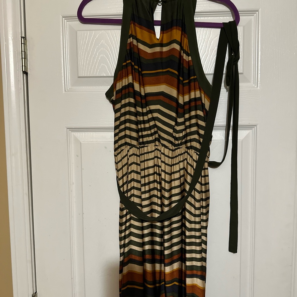 Taylor Brown and Green  Halter Sundress